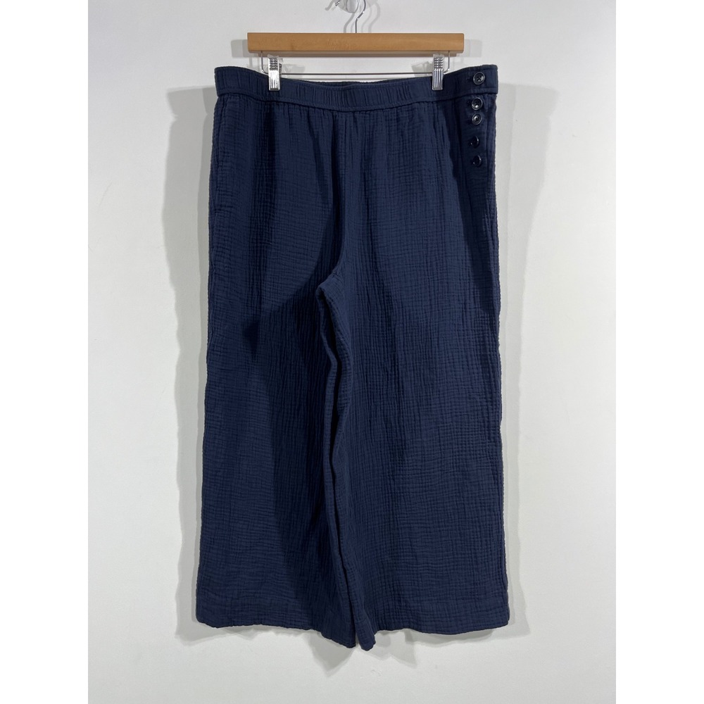 Talbots Coastal Fisherman Minimalist Double Gauze Cotton Wide Leg Pants Women XL